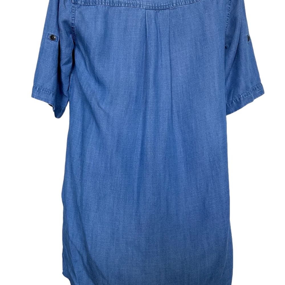 Philosophy Women’s Sz S Blue Light Wash Lace Up Denim Dress Pockets - Picture 4 of 6